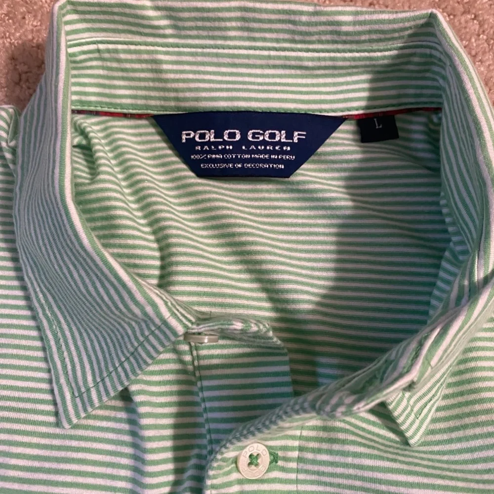Polo Golf Ralph Lauren shirt short sleeve green white stripe Large